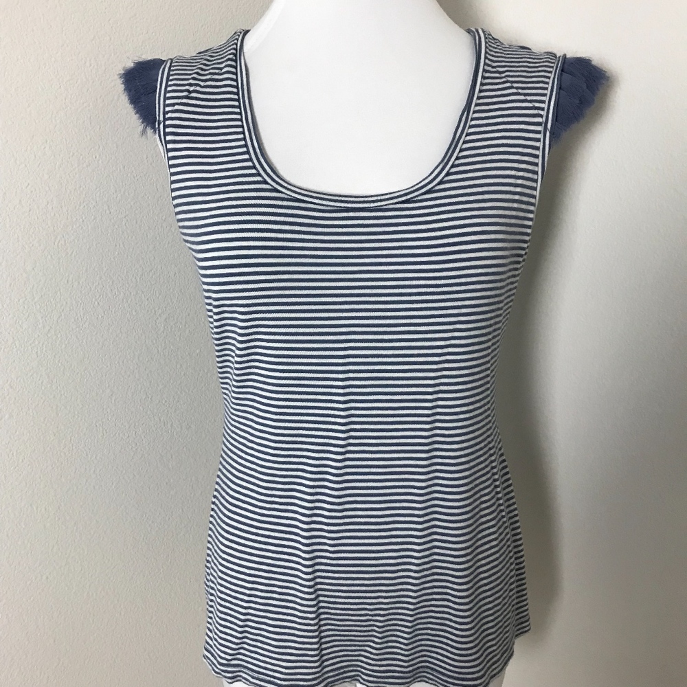 3/$20 She Said Striped Embellished Ruffle Top